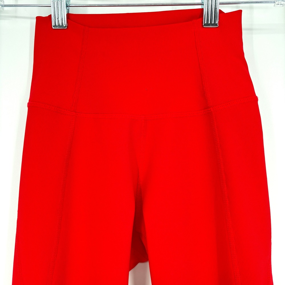 Wilo The‎ Label Red Ribbed Mid Rise Ruched Ankle Pull On Stretch Leggings XS - Picture 6 of 12